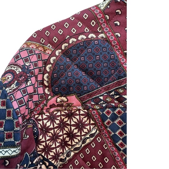 Pacsun Men’s Quilted Shacket Patchwork Paisley Burgundy Snap Shacket L NWOT Boho - Picture 11 of 14